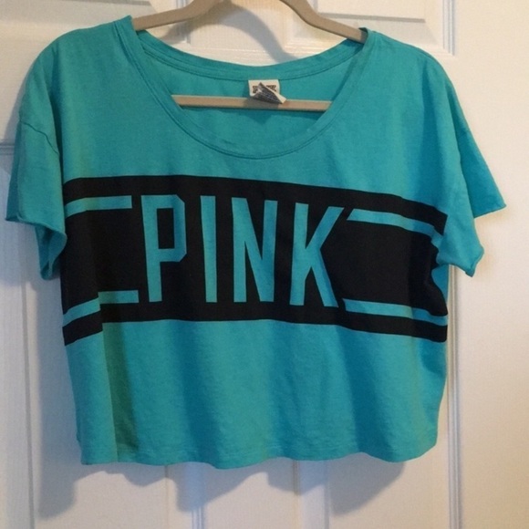 PINK Victoria’s Secret Green Black Cropped Top Tee - Picture 1 of 6